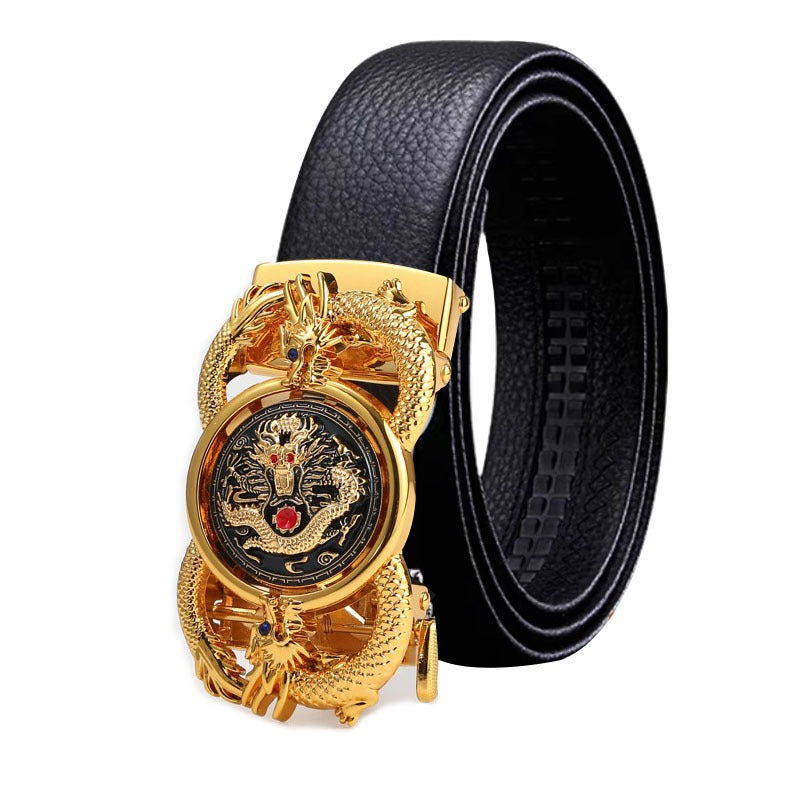 New style men's the Year of the Loong automatic belt buckle men's casual belt leather fashion belt