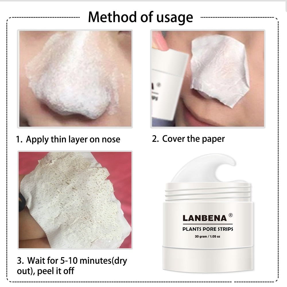 LANBENA Blackhead Remover Nose Mask Pore Strip Black Mask Peeling Acne Treatment Black Deep Cleansing Skin Care