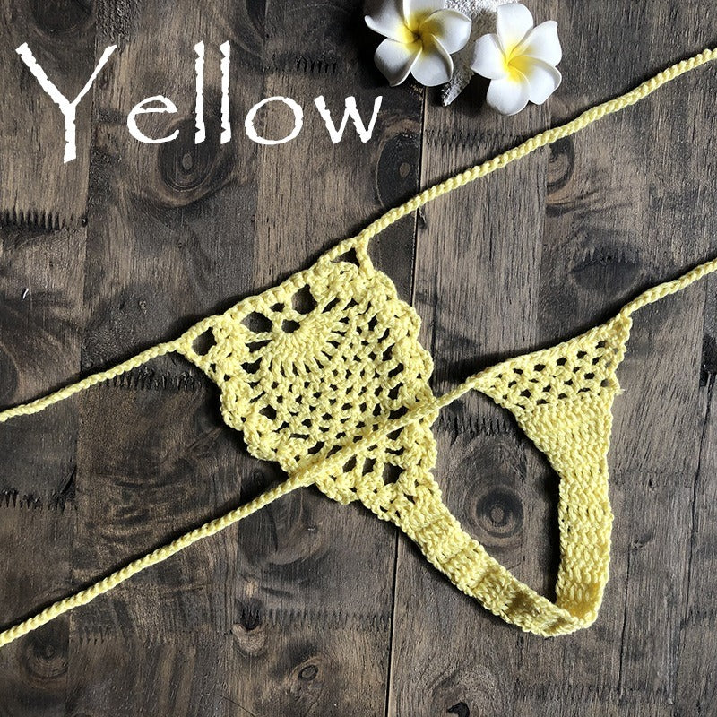 European and American fashion modern retro style Instagram beach handmade woven flower bud fun hollow out shorts