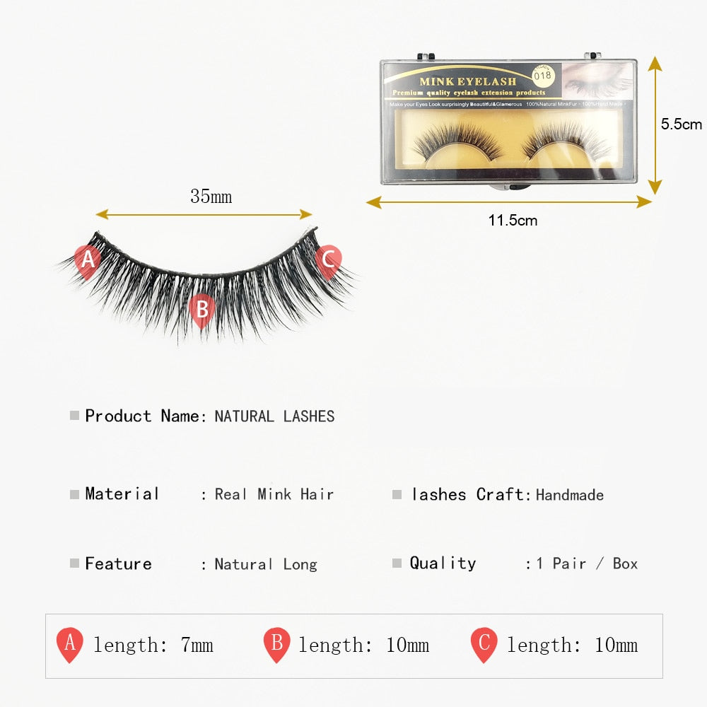 1Pair Mink Lashes 3D Mink Long False Eyelashes Natural Lightweight Mink Eyelashes