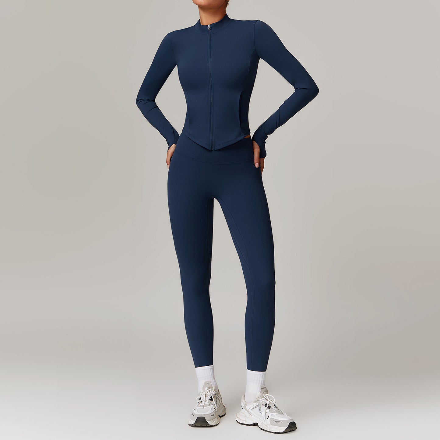 Leisure velvet suit with high waist, wide legs, warm yoga clothes, women's slimming long sleeved fitness suit