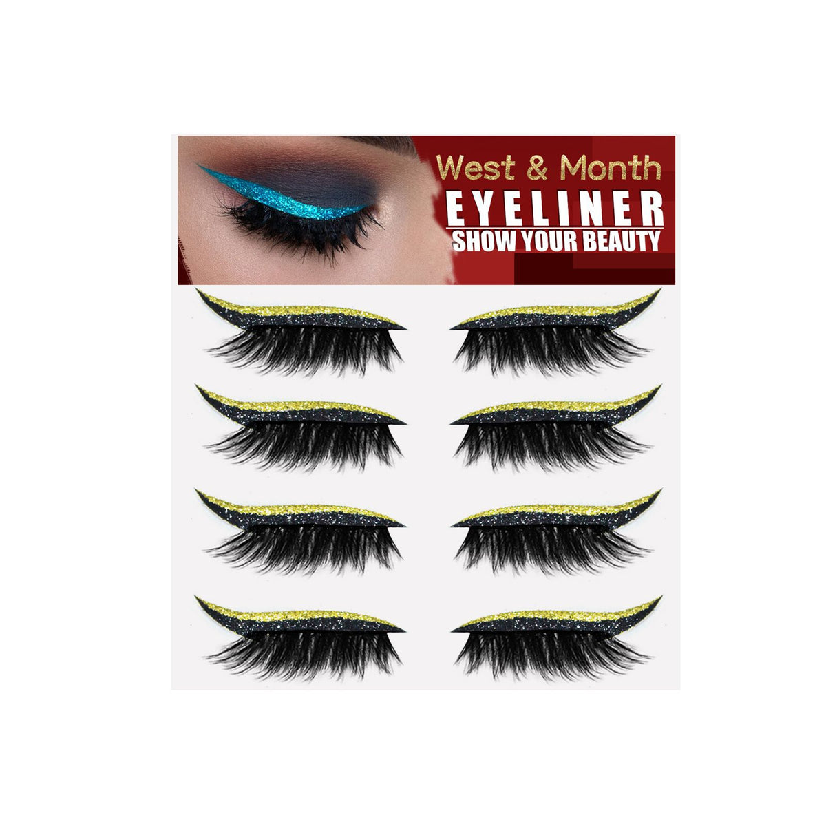 European And American 4 Pairs Of Eyelash Eyeliner Stickers, Glue-Free Self-Adhesive Gel Strips, Curling False Eyelashes