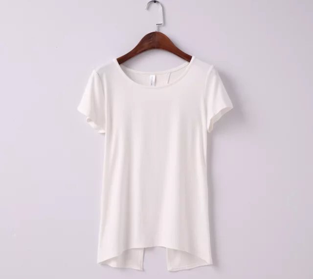 Sexy Brandy Melville AA Style Harajuku Camiseta Soft Back Slit Pullover T-Shirt Women Short Sleeve Tee dames kleding Top 3 Color