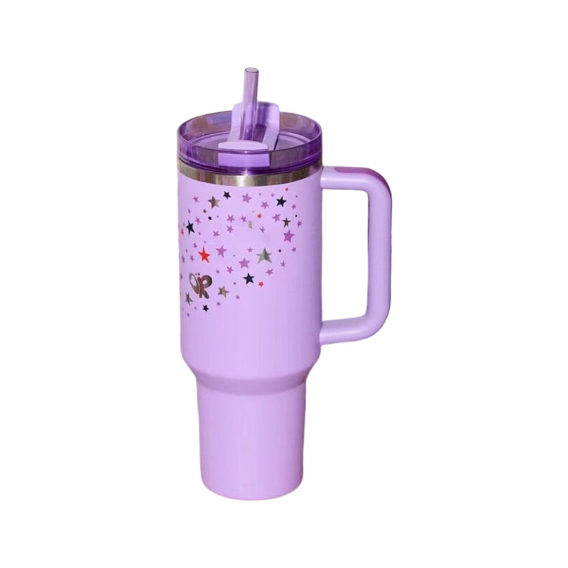 40oz Stainless Steel Vacuum Travel Car Mug with Handle, Lid and Straw. Large Capacity Water Bottle Cup Tumbler.