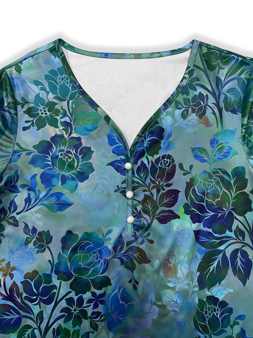 Women's digital printed V-neck long sleeved T-shirt for spring and autumn