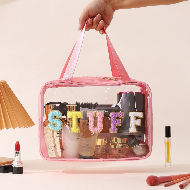Clear Waterproof Makeup Bag, Portable Cosmetic Storage Bag, Zipper Toiletry Bag for Travel, Makeup Organizer for Home