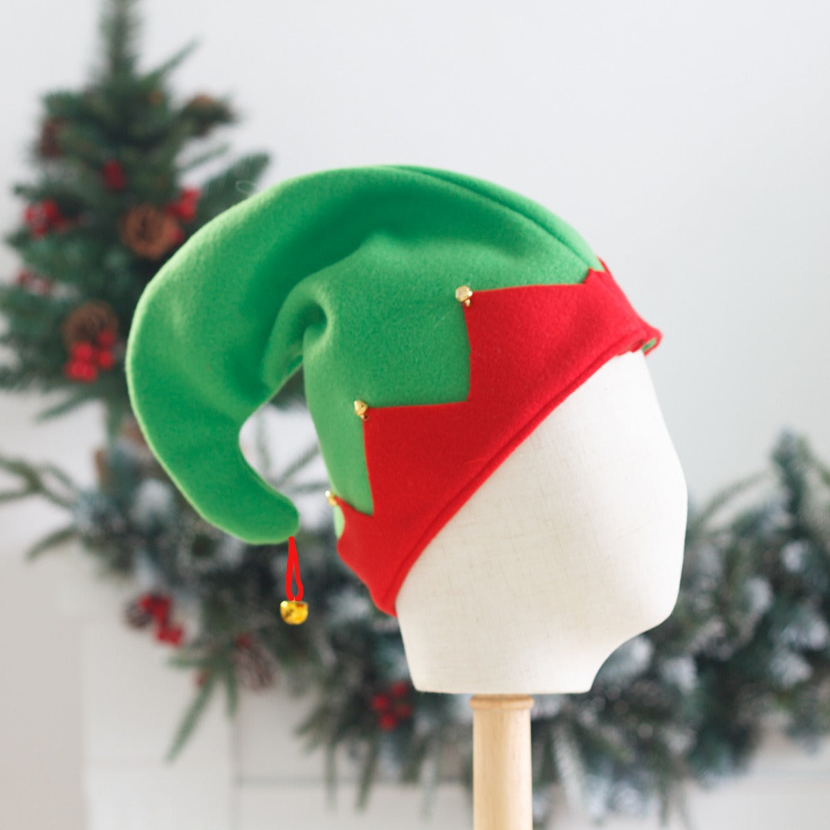 New Christmas elf hat Christmas elf style hat red green hat velvet bell holiday party