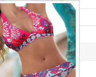 Women's split bikini striped tie dye hollow sexy high waisted bikini swimsuit