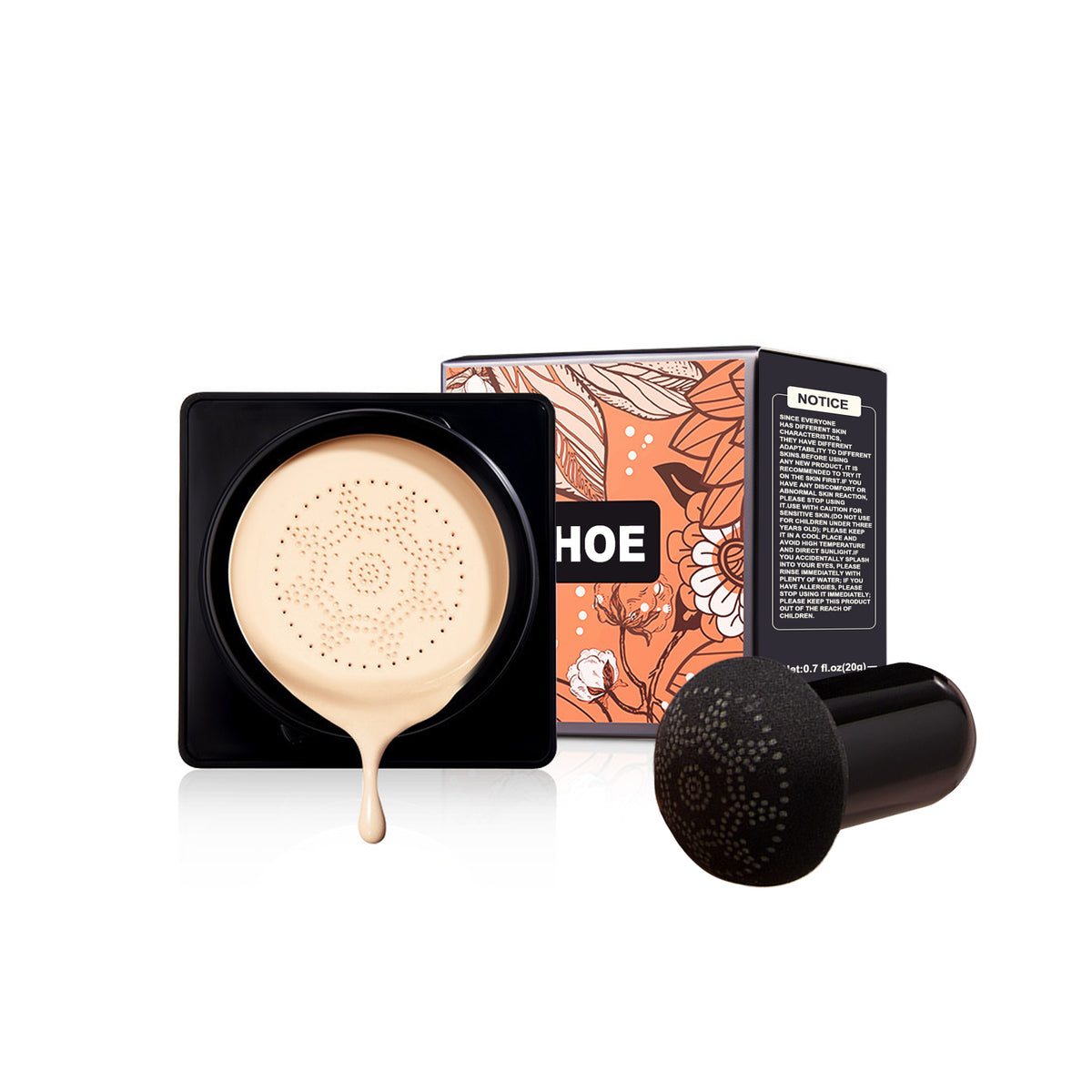 Magic Mat Powder Puff, Invisible Pore Ivory White Natural Color With Mushroom Air Cushion On Makeup Base