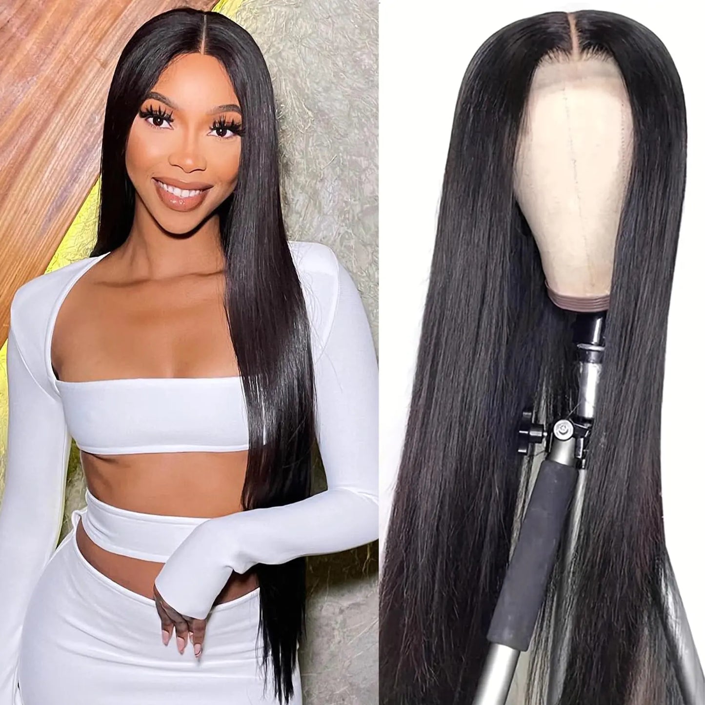 REMEEUBEAUTY13x6 Straight Lace Front Wigs Human Hair 30 Inch 180 Density Pre Plucked with Baby Hair Hd Transparent Lace Front Wigs Human Hair Glueless Lace Frontal Wigs for Women Nature Black Color