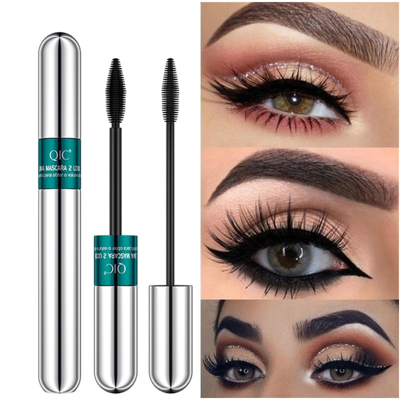 QIC Double Head Waterproof Mascara 4D Thick Pull Long Curl Eyelashes Liquid Not Easy Dizzy Dye Eye Lashes Quick Waterproof