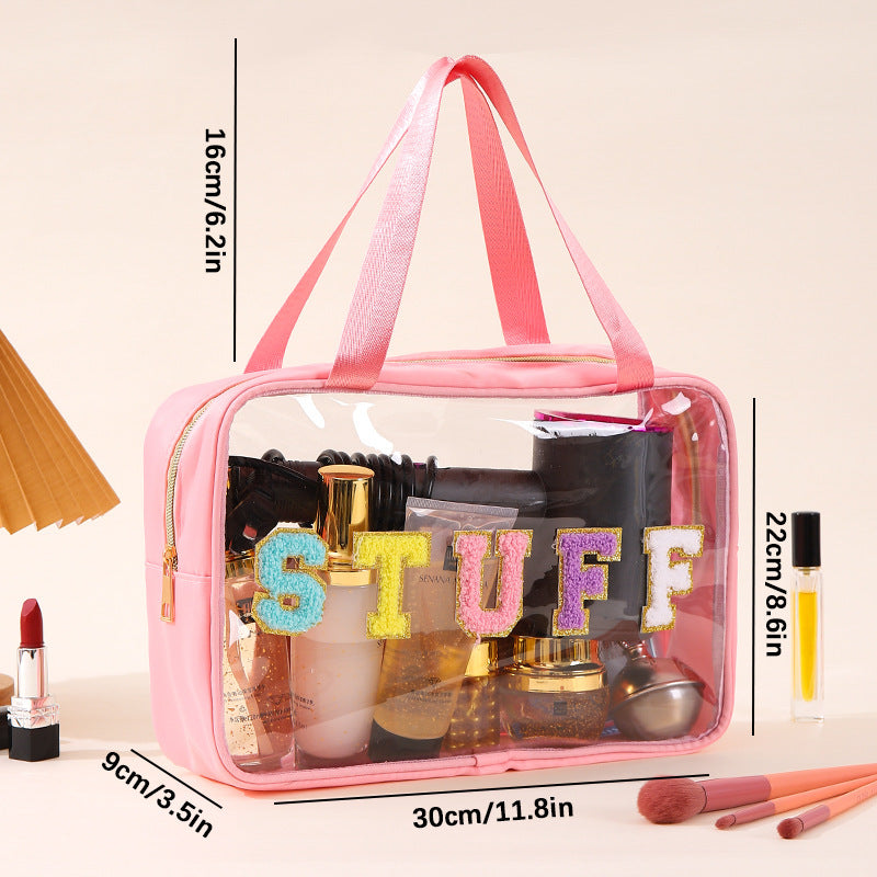 Clear Waterproof Makeup Bag, Portable Cosmetic Storage Bag, Zipper Toiletry Bag for Travel, Makeup Organizer for Home