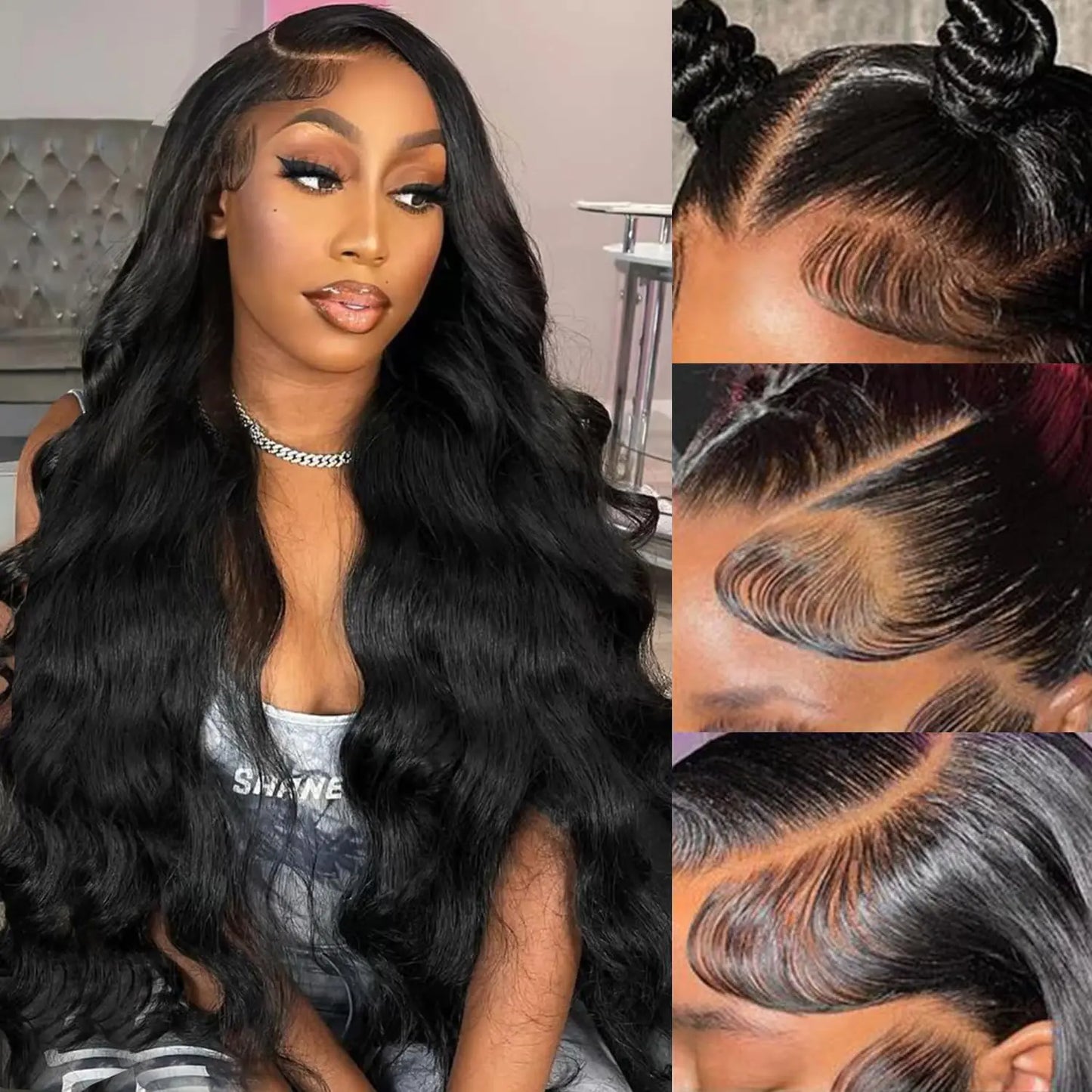 studyy 13x6 Body Wave Lace Front Wigs Human Hair HD Lace Front Wigs Human Hair 180% Density Glueless Wigs Human Hair Pre Plucked with Baby Hair Bleached Knots for Women 30 Inch
