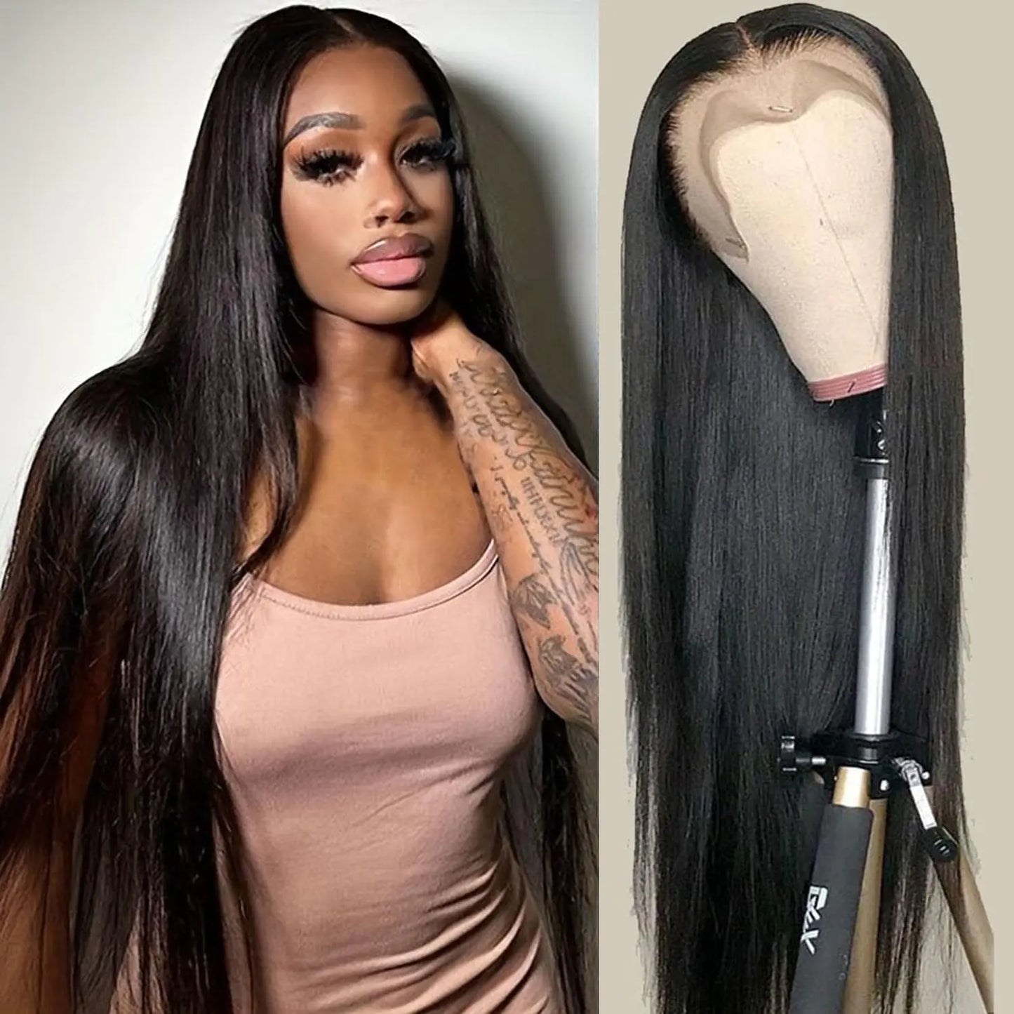 13x6 HD Straight Lace Front Wigs Human Hair WIgs Transparent Bone Straight Lace Frontal Human Hair Wigs for Woman Pre Plucked with Baby Hair Virgin Lace Frontal Wigs Glueless 150% Density 26inch