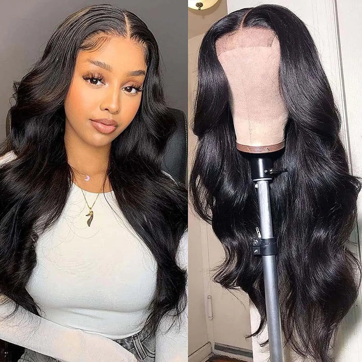 VTAOZI Body Wave Lace Front Wigs Human Hair Pre Plucked for Black Women 4x4 Lace Closure Wigs Human Hair 180% Density Brazilian Glueless Wigs Human Hair 30 Inch
