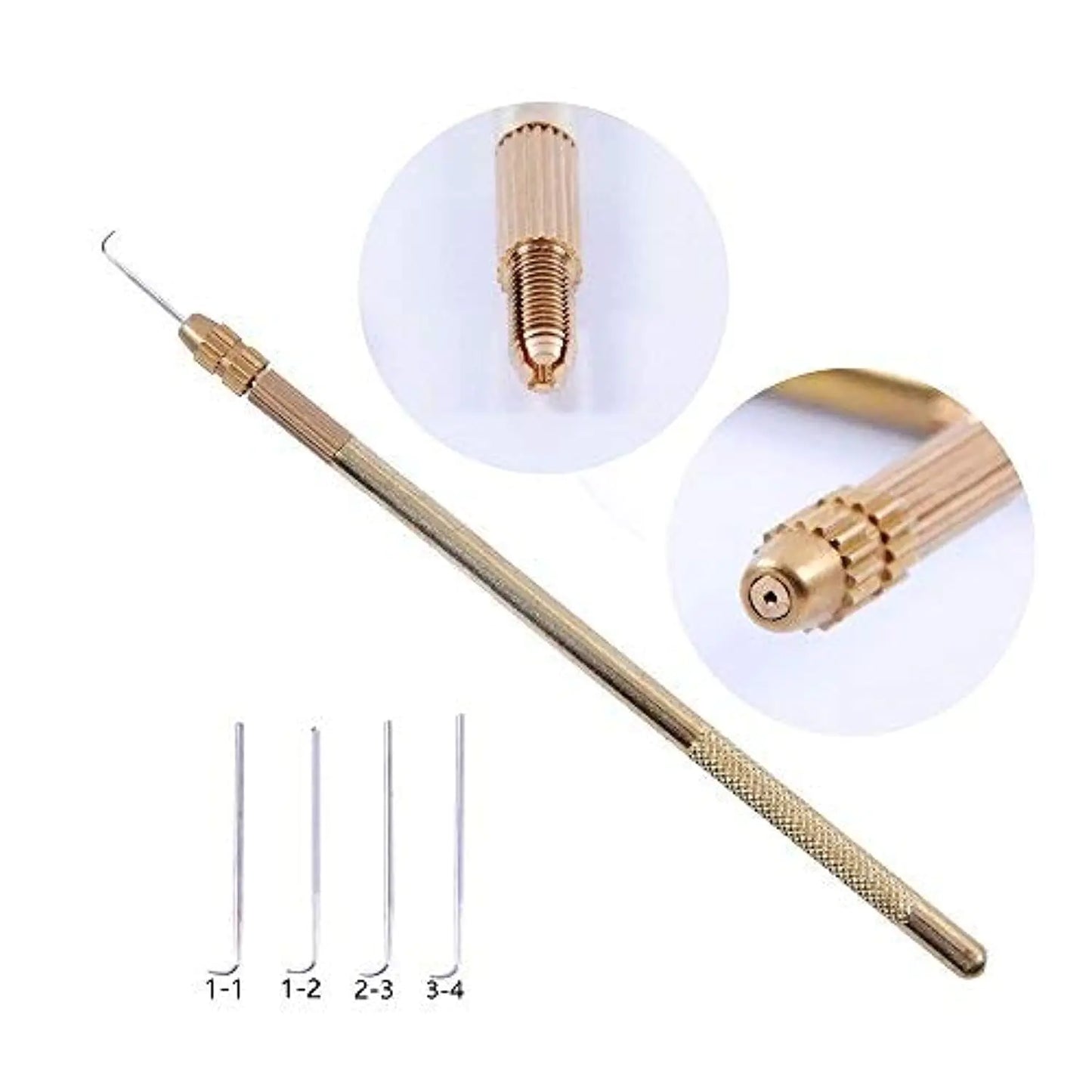 4 pcs Ventilating Needles +1 Brass Holder for lace wig needle for Making Lace Wigs Hair Replacement Wigs
