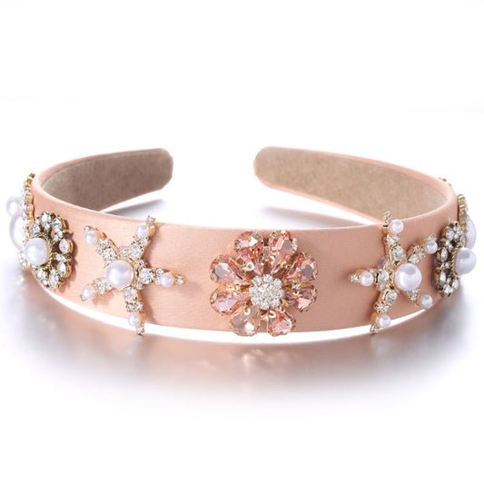Pearl starfish retro Baroque studded diamond flower headband