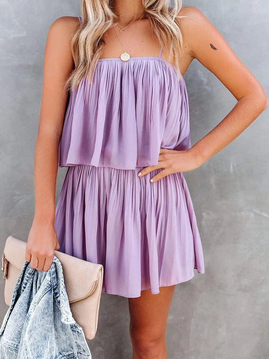 Summer sleeveless camisole jumpsuit with exposed back and wide legs