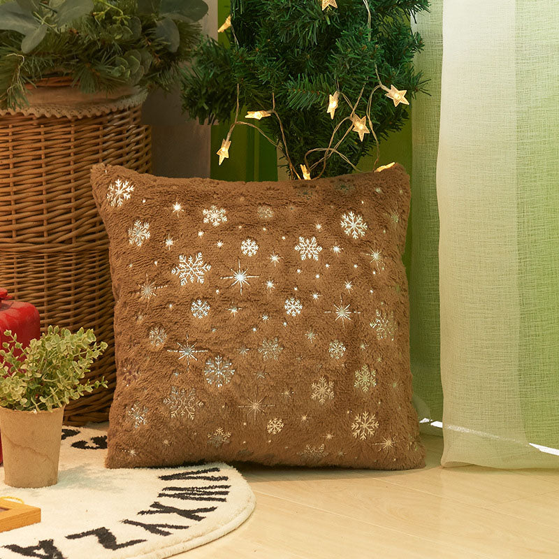 Christmas Snowflake Plush Hot Silver Sofa Pillowcase (excluding core) Home Pillow Cover