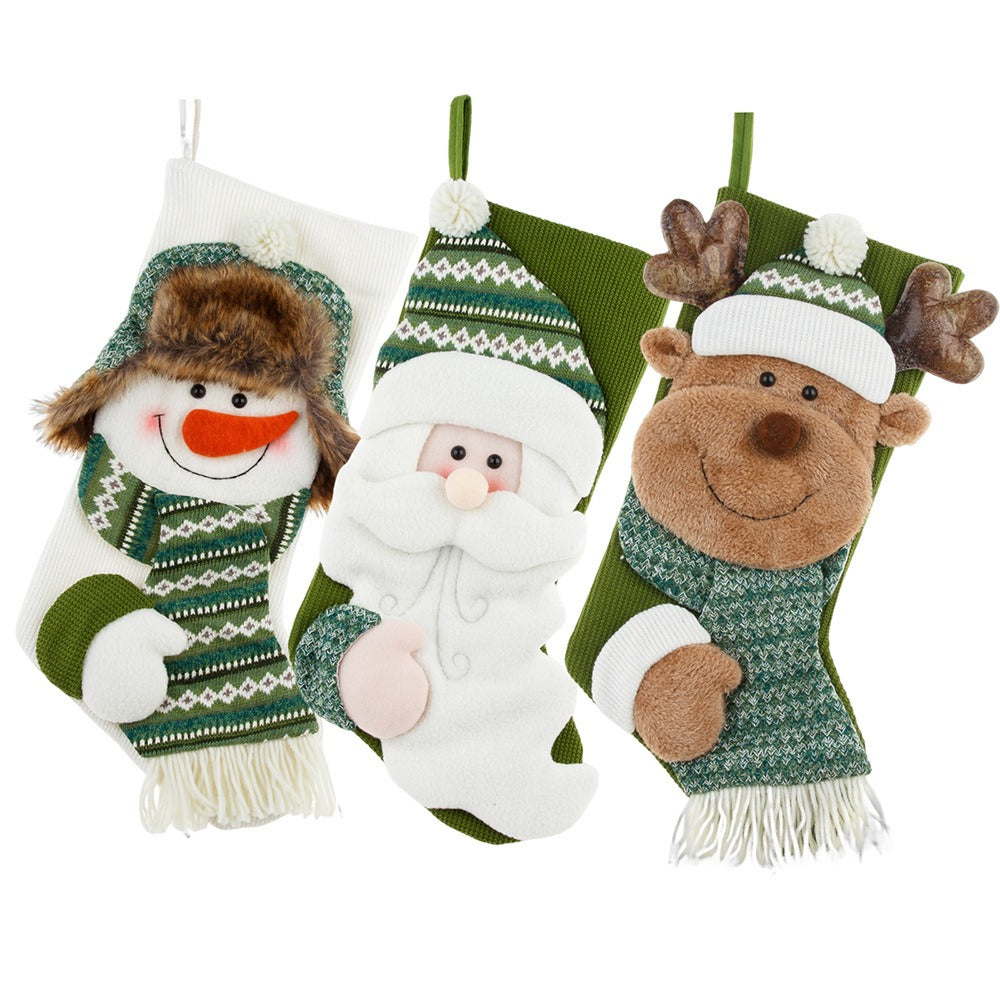 Christmas decorations candy socks gift socks Christmas socks gift bags knitted green Christmas socks