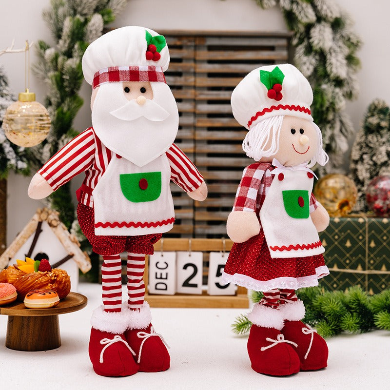 Christmas Chef Hat Old Man Snowman Telescopic Doll Christmas Old Man Doll Decoration