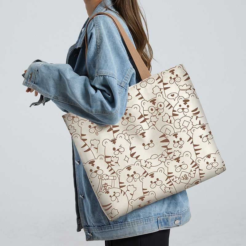 Canvas Bag Women's Large Capacity Handbag Original Bag College Student Shoulder Bag