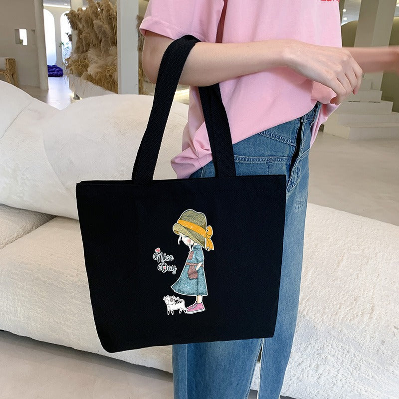 Canvas Bag Women's Large Capacity Handbag Original Bag College Student Shoulder Bag