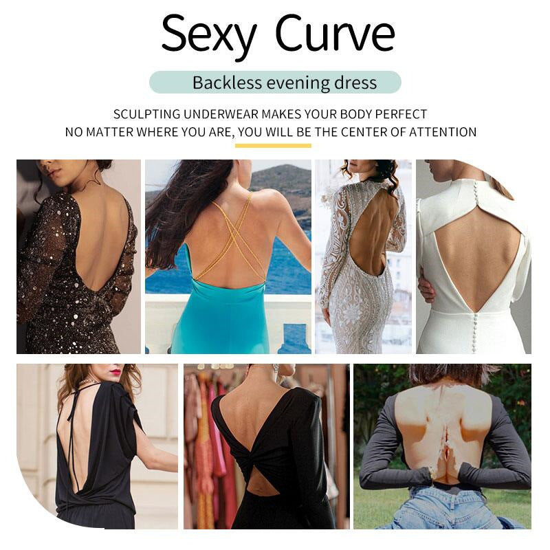 Bodysuit Deep V Backless Abdominal Corset Invisible Straps Bra Body Dress Evening Dress Shapewear