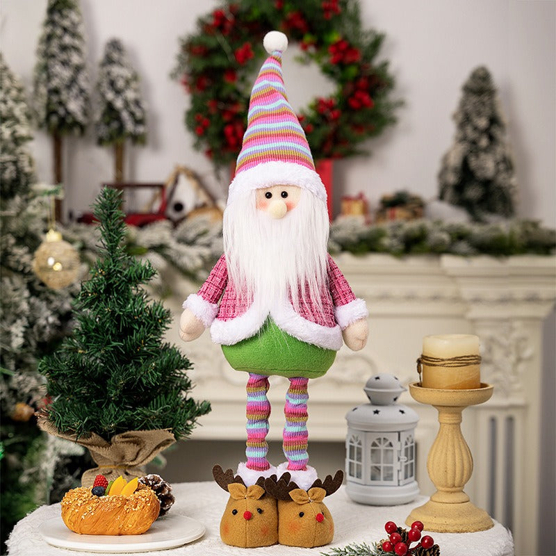 Colorful Santa Claus ornament Christmas rainbow retractable snowman figurine