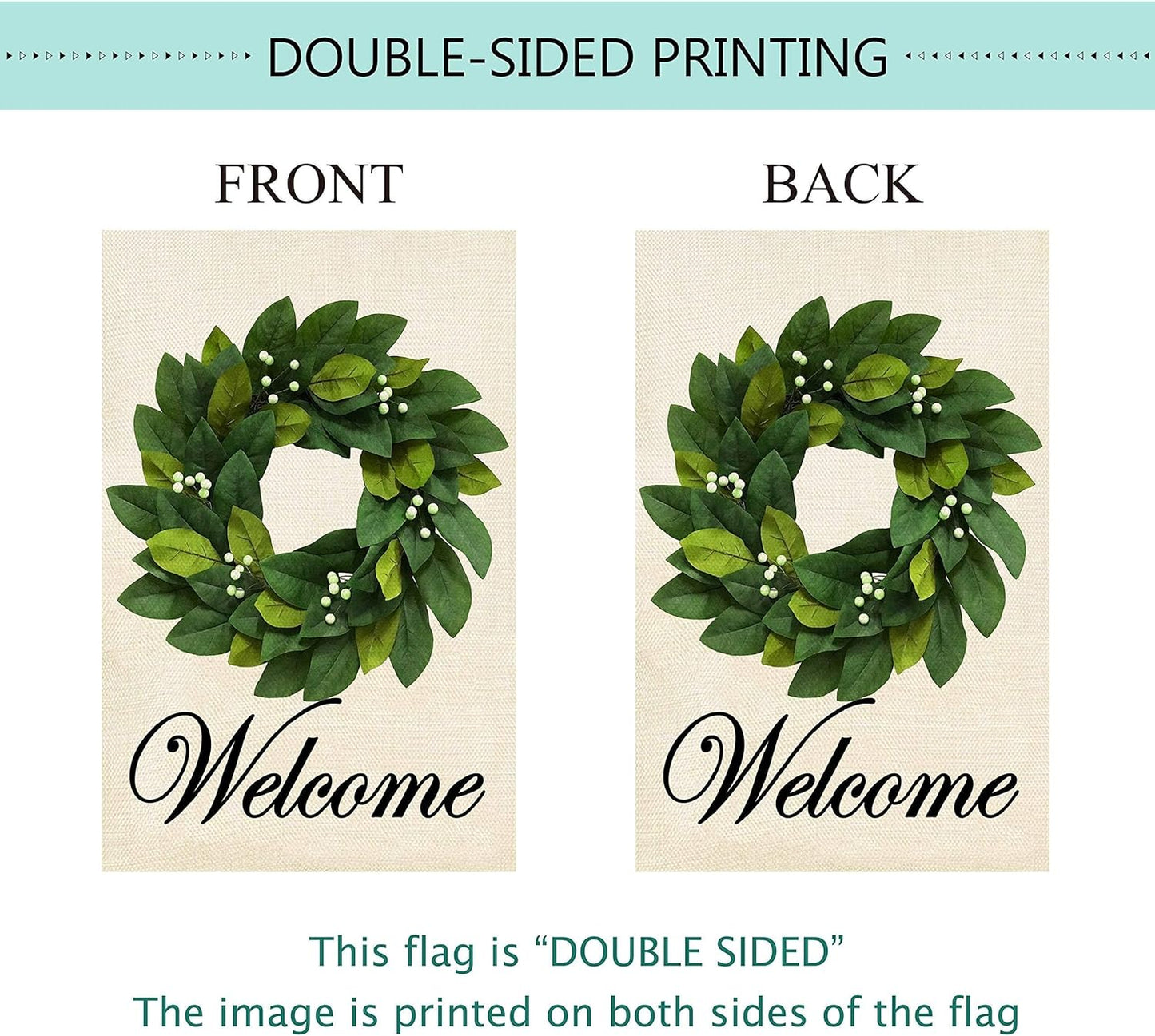 Spring Summer Welcome Wreath Garden Flag Magnolia Leaves Small Yard Flag Vertical Double Sided Burlap Farmhouse Seasonal