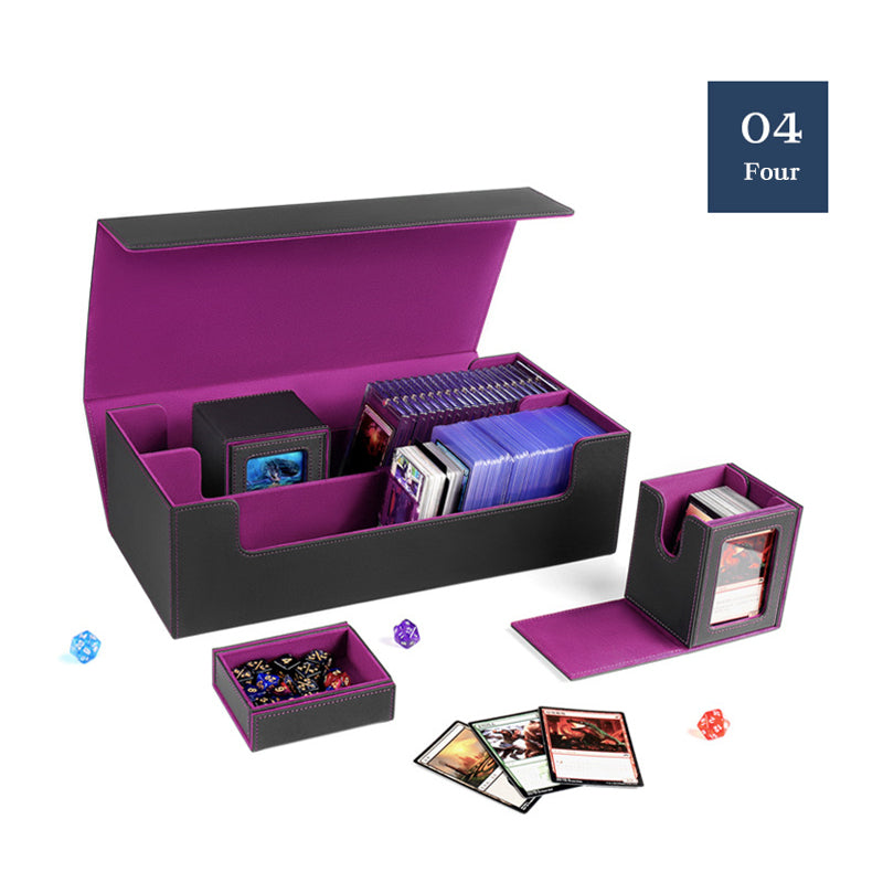 PU Leather Trading Cards Storage Box, holds 600+ cards, for Magic Game Cards, with magnetic closure and for commander decks