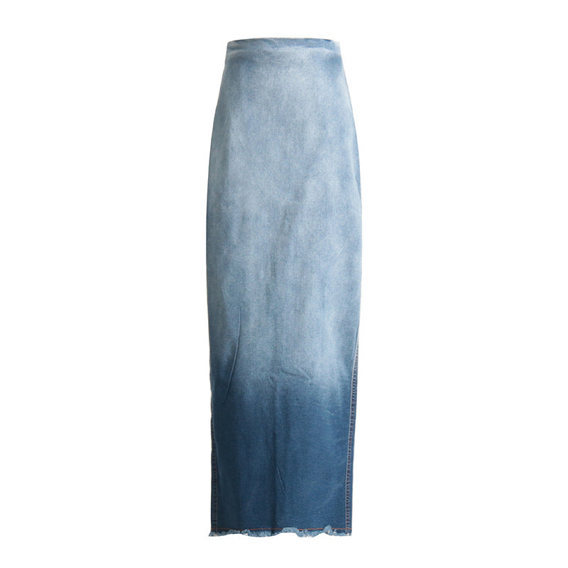 New Fashion High Waist Bag Hip Split Long Dress for Women