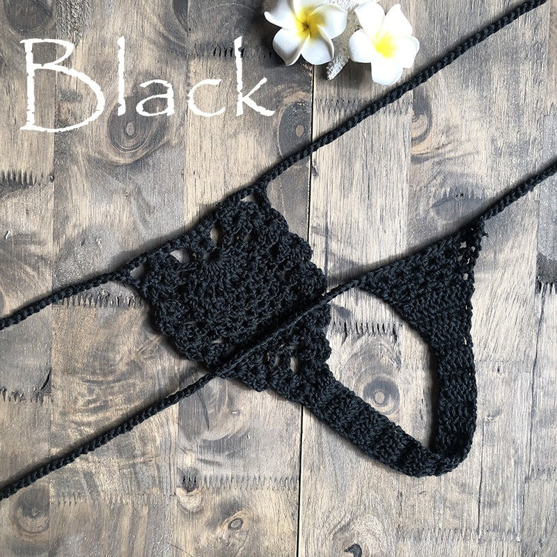 European and American fashion modern retro style Instagram beach handmade woven flower bud fun hollow out shorts