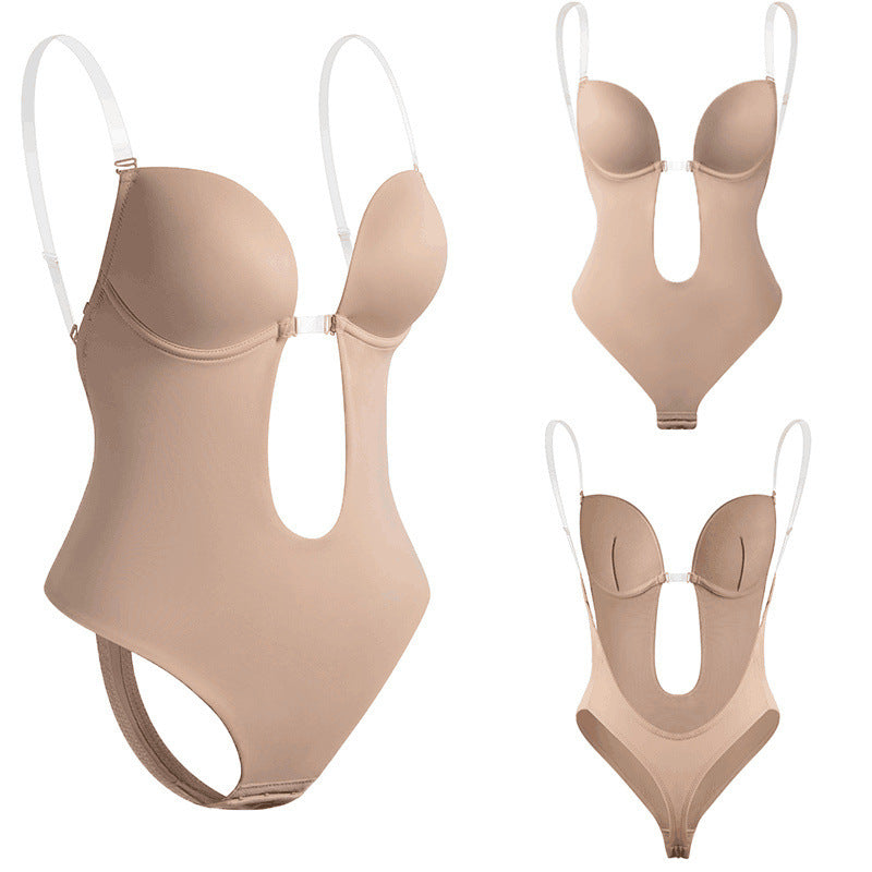 Bodysuit Deep V Backless Abdominal Corset Invisible Straps Bra Body Dress Evening Dress Shapewear