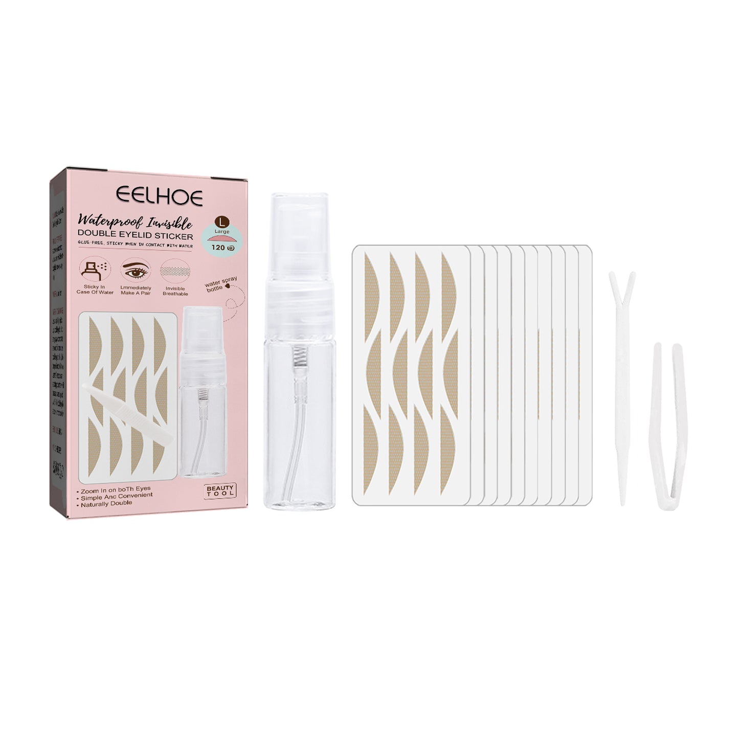 Lace Non-trace Double Eyelid Tape, Natural Non-trace Non-glue Lace Double Eyelid Tape