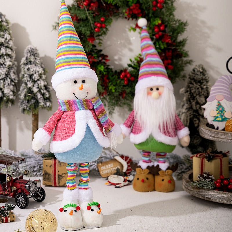 Colorful Santa Claus ornament Christmas rainbow retractable snowman figurine