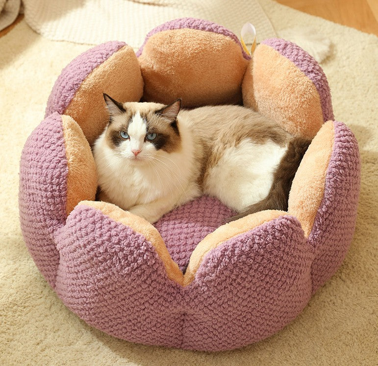 Pet Nest Cactus Petal Shaped Nest Large Space Soft And Warm Sleeping Cat And Dog Nest Mat