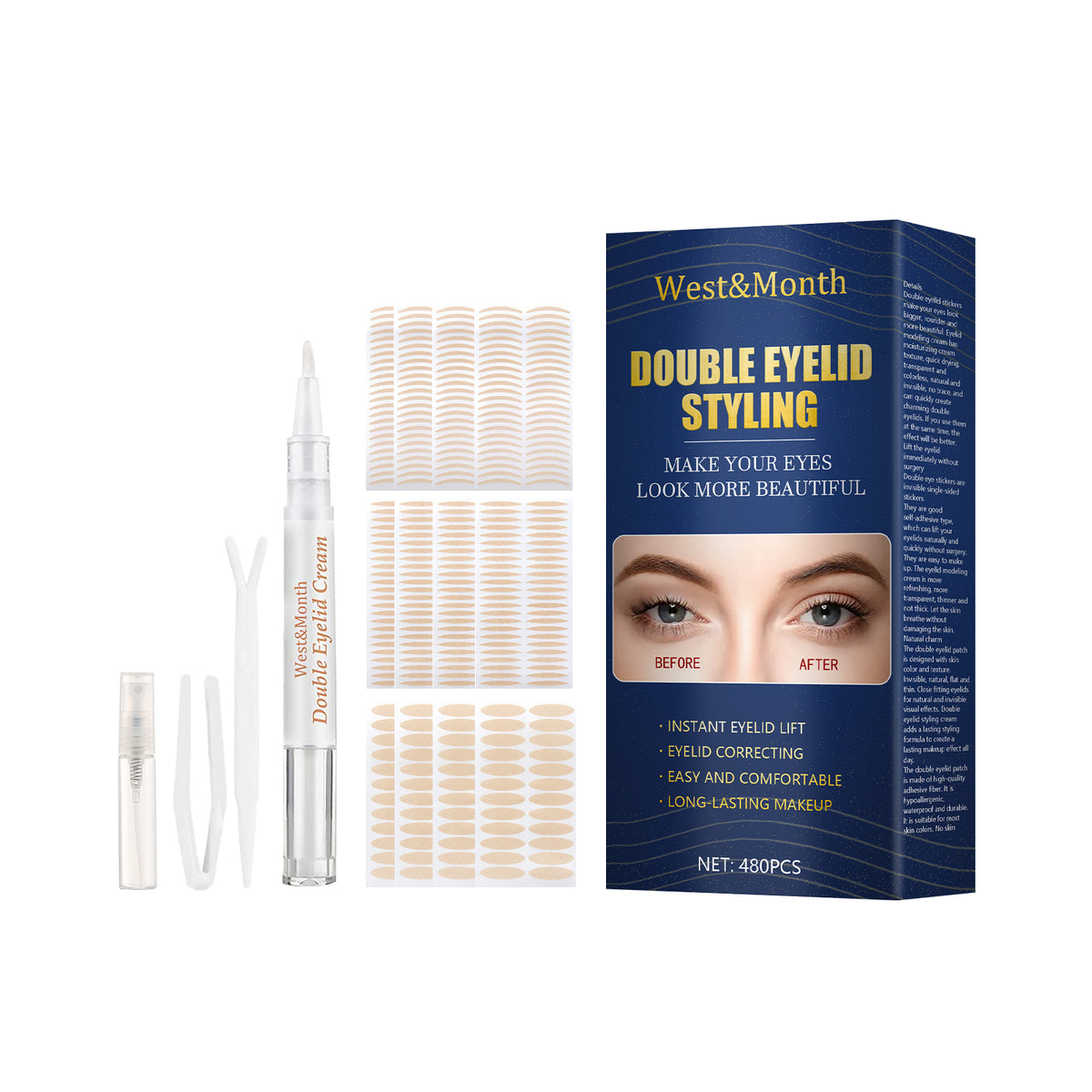Double Eyelid Styling, Invisible Glue-free Natural Mesh Is Sticky When It Meets Water Lace Olive Type