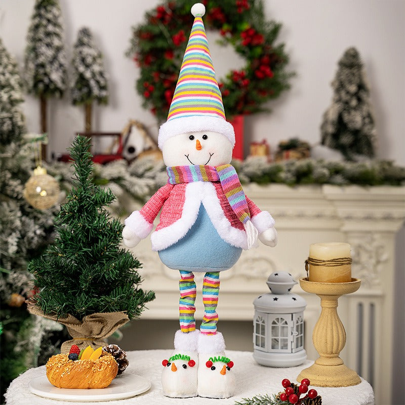 Colorful Santa Claus ornament Christmas rainbow retractable snowman figurine