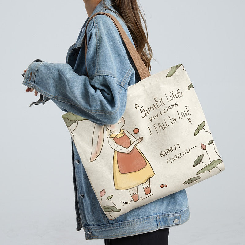 Canvas Bag Women's Large Capacity Handbag Original Bag College Student Shoulder Bag