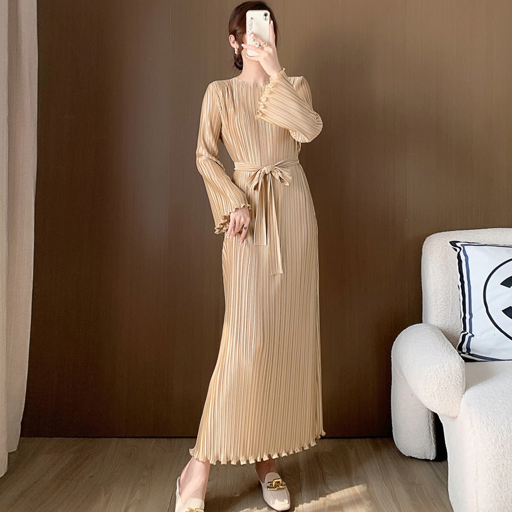 Wrinkled dress women's long base knitted skirt