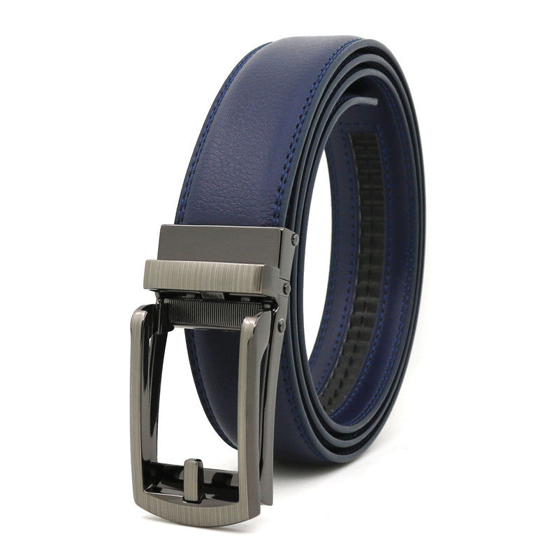Men's Click Belt fake needle belt automatic buckle two-layer cowhide leather belt ﻿