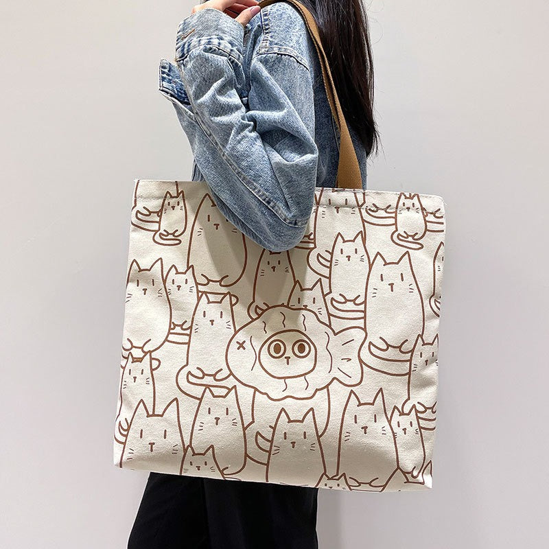 Canvas Bag Women's Large Capacity Handbag Original Bag College Student Shoulder Bag