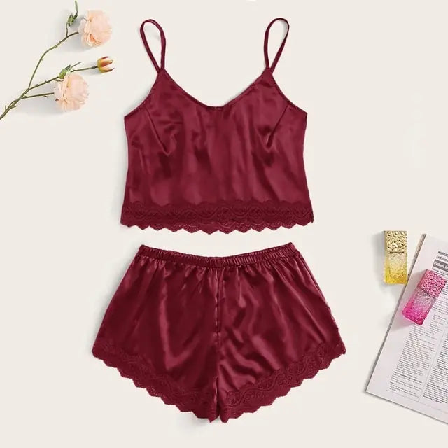 Lace Dot Print Pajama Set
