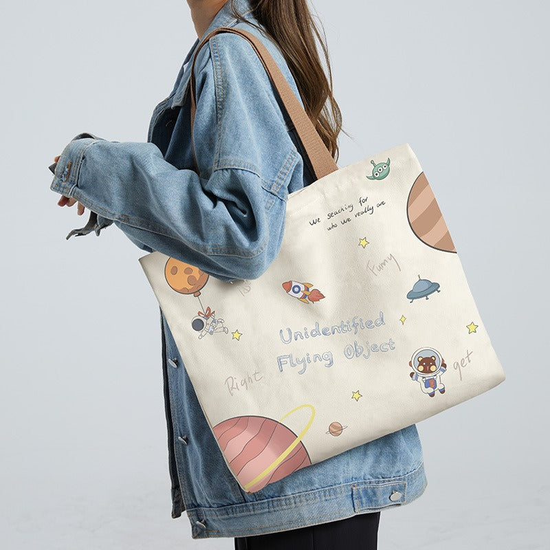 Canvas Bag Women's Large Capacity Handbag Original Bag College Student Shoulder Bag