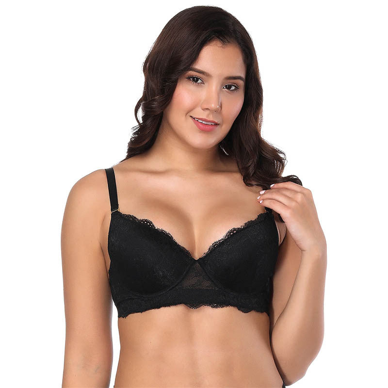 Underwear lace sexy bra thin mold cup steel ring