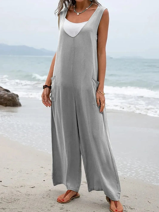 Spring and summer style women's jumpsuit sleeveless women's jumpsuit