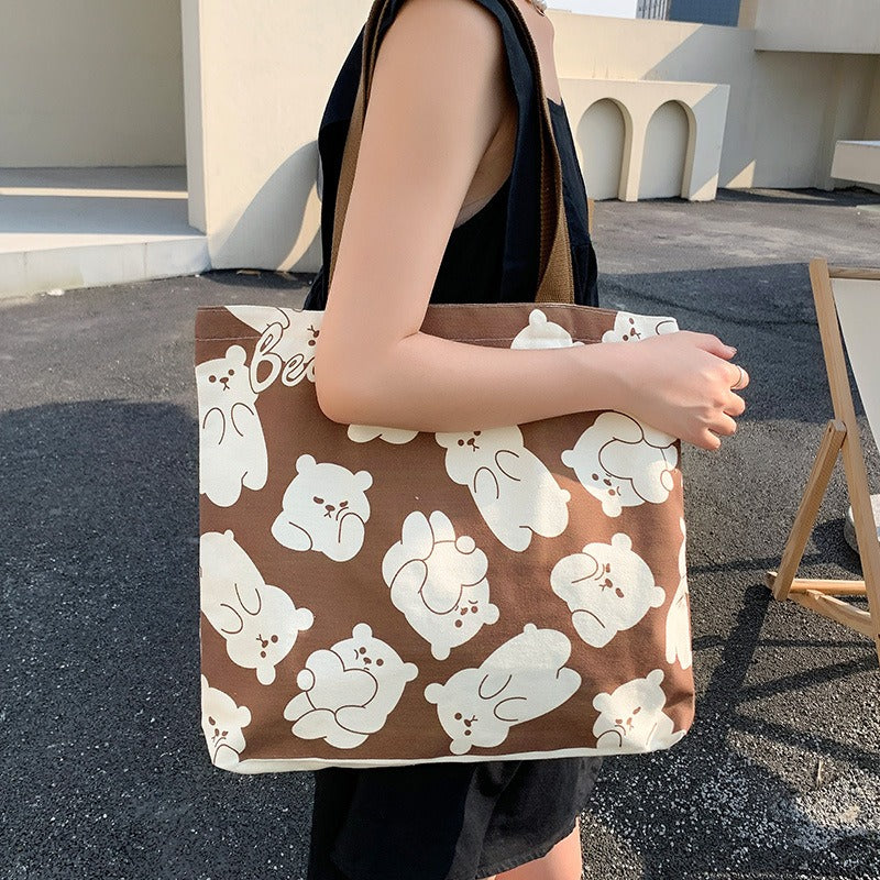 Canvas Bag Women's Large Capacity Handbag Original Bag College Student Shoulder Bag