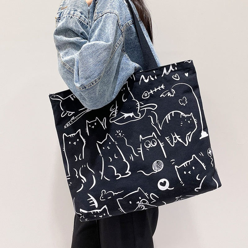 Canvas Bag Women's Large Capacity Handbag Original Bag College Student Shoulder Bag