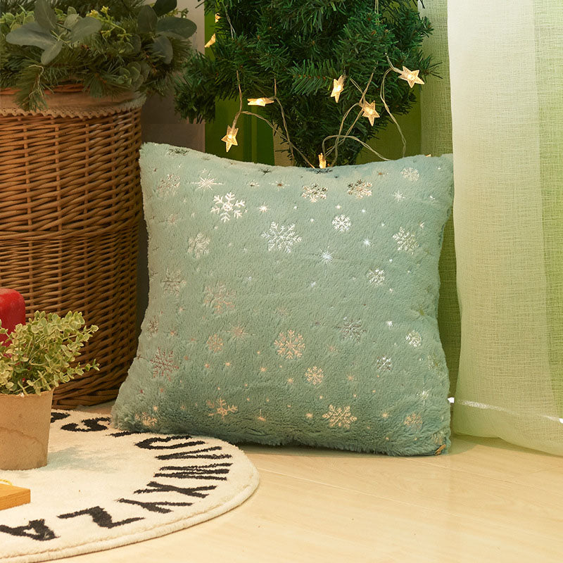 Christmas Snowflake Plush Hot Silver Sofa Pillowcase (excluding core) Home Pillow Cover